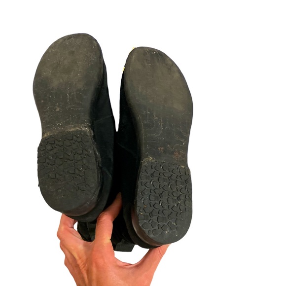 Stuart Weitzman Genuine Shearling Black Suede Velcro Boots - Picture 7 of 8